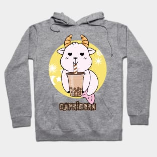 Capricorn Chibi Drinking bubble tea Zodiac Art Hoodie